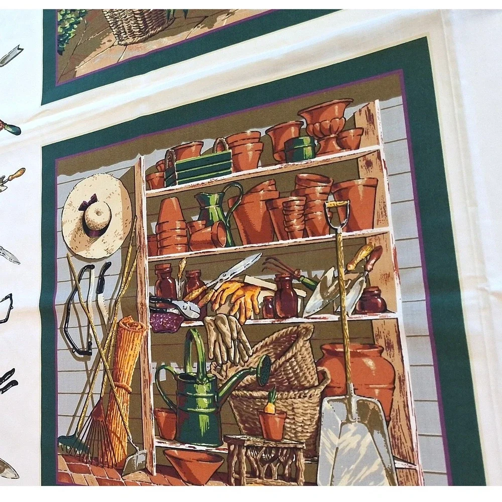 Astro Textile Corp Garden Sunflowers Potting Shed Cotton Fabric Panel 4 Scenes